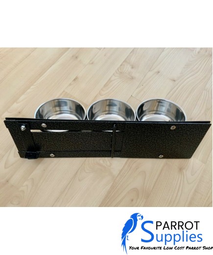 Parrot-Supplies Triple 5 Inch Bowl Parrot Swing Feeder For Cage & Aviary Birds